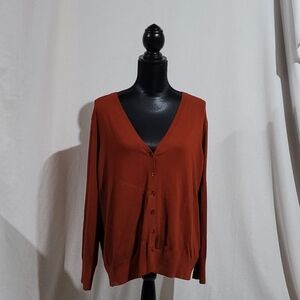 Cleo sweater cardigan rusty orange fall plus size XXL 2X rayon autumn pumpkin